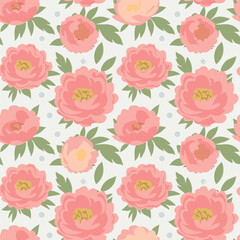 Abstract floral seamless pattern. Bright colors, painting on a light background. Cherry blossoms.
