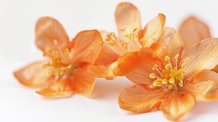 Obraz na płótnie Canvas Tangerine flowers isolated on a white background, captured in macro detail