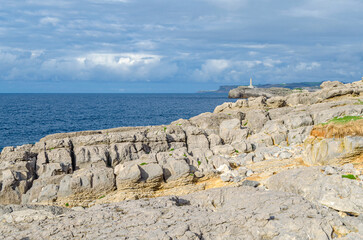 View of Mouro Island and its lighthouse, Santander, Spain