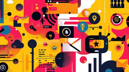 Obraz premium Digital Marketing Concept Vector Illustration for Website Banner, Advertisement and Marketing Material, Online Advertising, Business