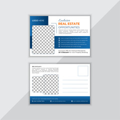 Real Estate postcard or EDDM postcard design template, Vector Template , Modern & Elegant Postcard Template For Home Sale, Corporate business or marketing agency postcard template