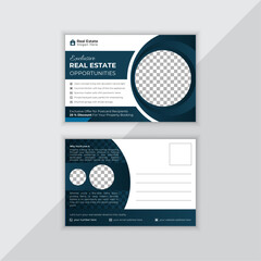 Real Estate postcard or EDDM postcard design template, Vector Template , Modern & Elegant Postcard Template For Home Sale, Corporate business or marketing agency postcard template