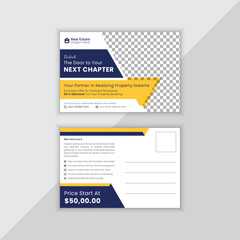 Real Estate postcard or EDDM postcard design template, Vector Template , Modern & Elegant Postcard Template For Home Sale, Corporate business or marketing agency postcard template