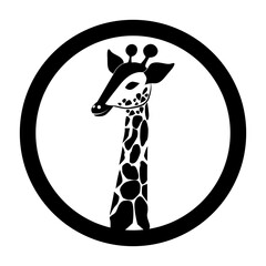 Black and white stylish giraffe logo animal vector tattoo - 752558241