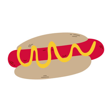 Hot dog . Fast food takeaway meal illustration fast food for poster, menus, brochure, website.