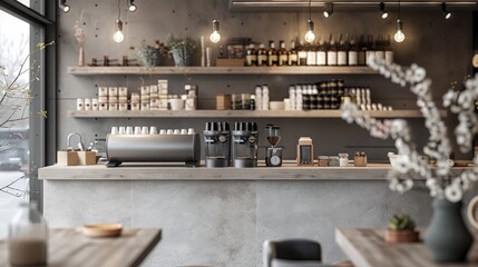 a counter with coffee machines and other items on it