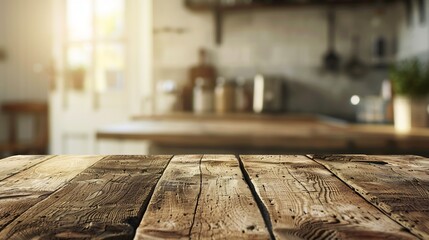 A rustic wooden table, weathered and textured with age, serving as the perfect backdrop for product advertising, with ample copy space available for showcasing various items