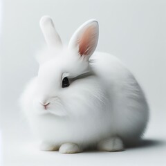 white rabbit on white background
