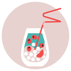 Summer Cocktail Party. Drinks logo. Bar Menu Design Template. Happy Hour. Vector illustration