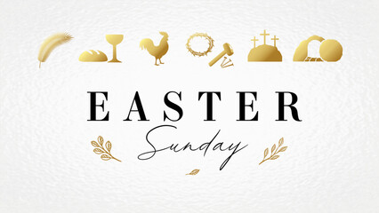 Easter Sunday services - celebrate the Resurrection, greeting card. Good Friday concept for posters, flyers or web stories. Vector illustration