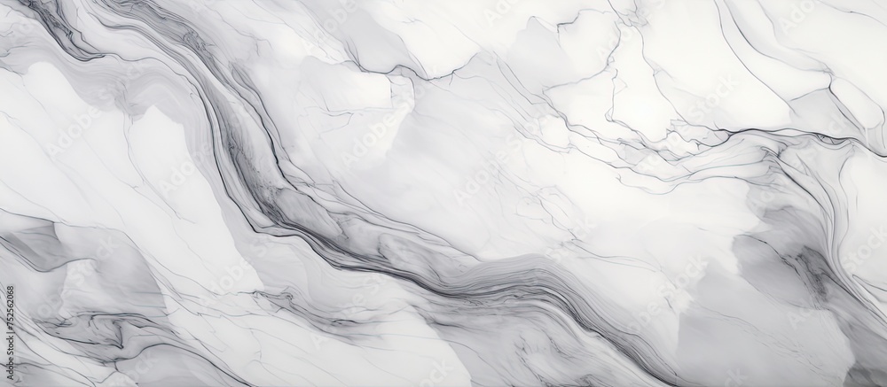 Poster a close-up view of a black and white marble texture, showcasing intricate patterns and veining typic