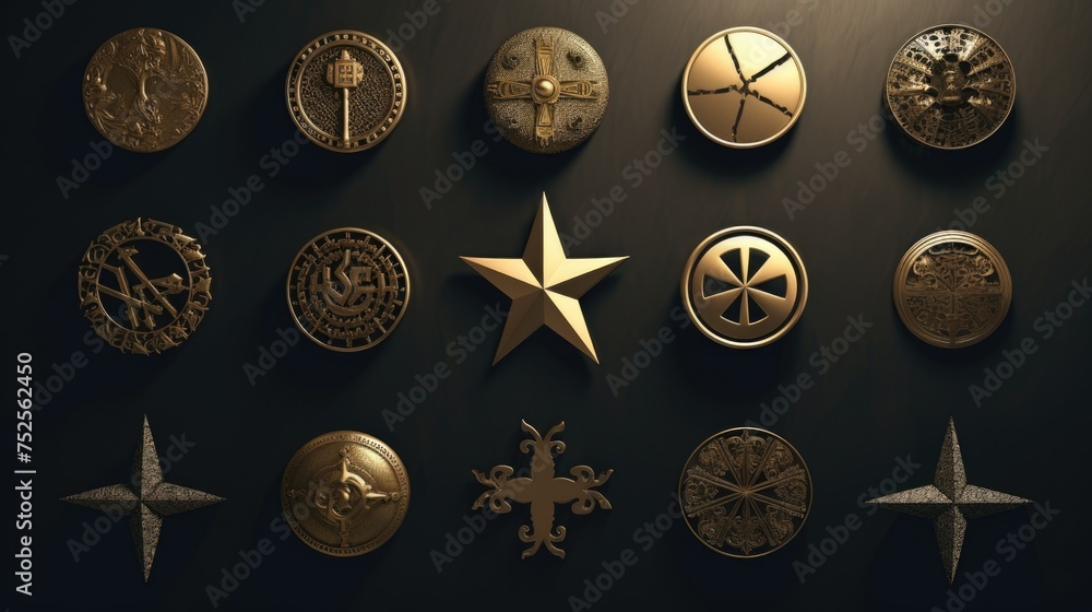 Aufkleber A collection of different types of clocks on a wall. Suitable for time management concepts