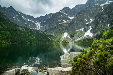 picturesque high mountain lake 