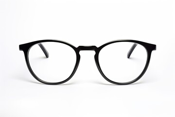 Eyeglasses Isolated On White Background. Black Frame Eyeglasses with Optic Lens. Clarity and Sight