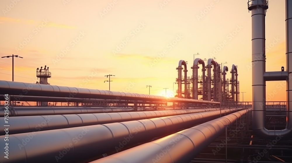 Poster a large group of pipes in a factory. suitable for industrial concepts