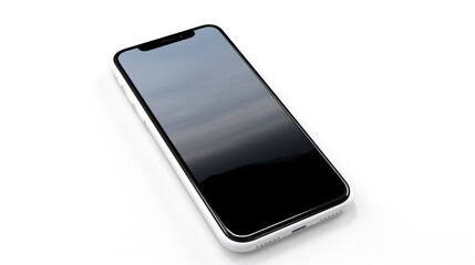 A modern black and white Phone resting on a clean white surface. Perfect for technology concepts