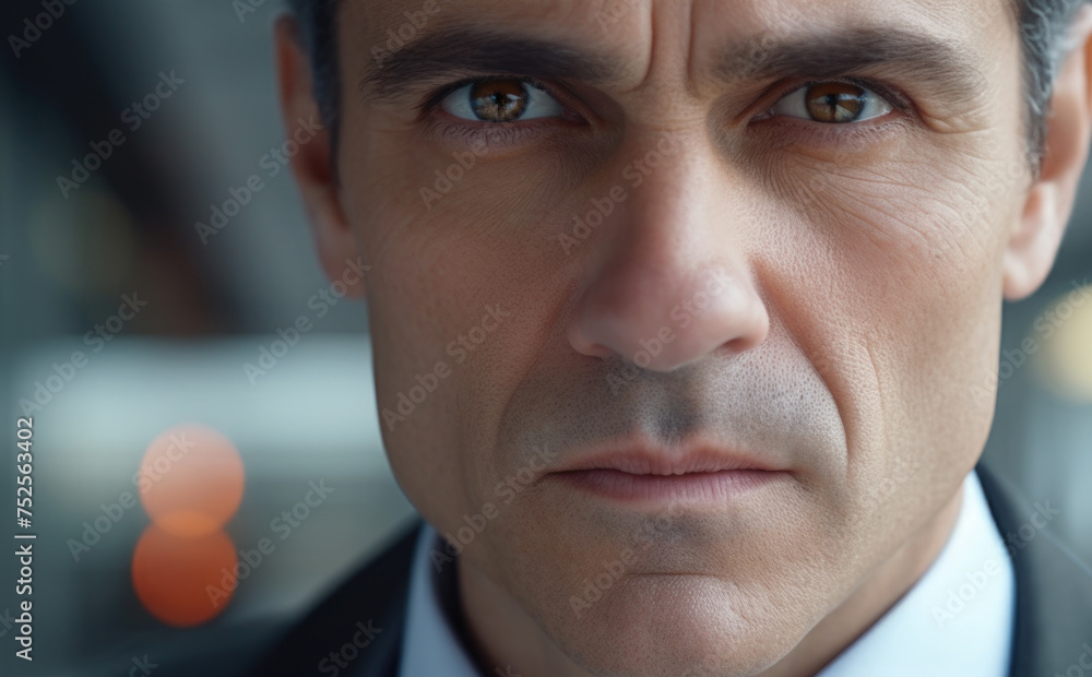 Poster a detailed view of a man dressed in a suit and tie. suitable for business concepts