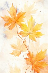 Obraz premium A beautiful watercolor painting of a bunch of leaves. Perfect for nature lovers and art enthusiasts