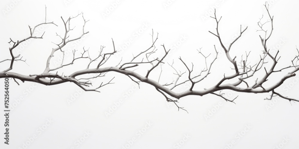 Poster a minimalist black and white photo of a solitary bare tree. suitable for nature or abstract concepts