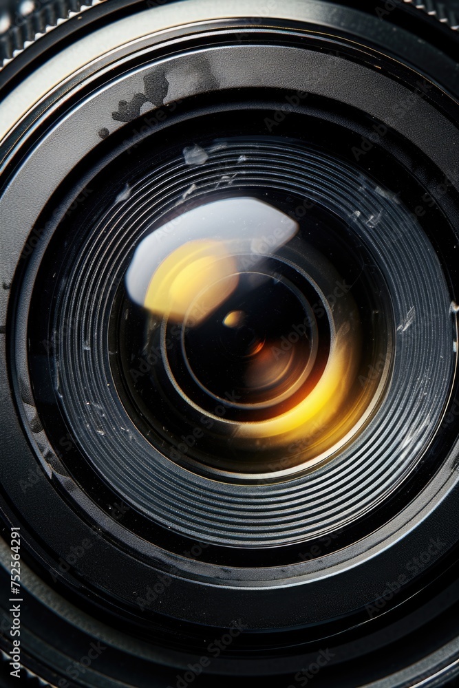 Poster detailed view of a camera lens, suitable for tech or photography concepts