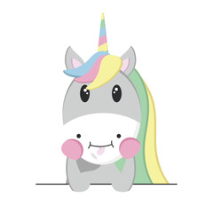 unicorn making  a face. tongue-tied unicorn. Unicorn with rainbow mane and horn isolated on white background. Concept for children print. Licorn. Unicorn day. April 9 - Stock vector
