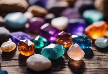 Healing reiki chakra crystals Gemstones for wellbeing destress meditation relaxation crystal pieces