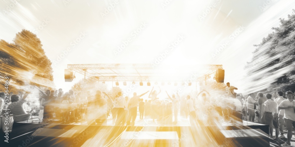 Aufkleber a crowd of people gathered around a stage. suitable for event concepts