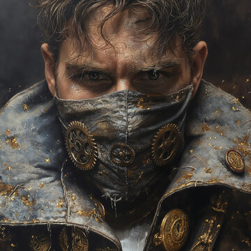 Portrait of a male in a steampunk setting