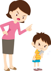 parent angry scold to kid addicted mobile phone