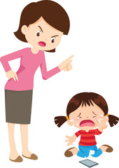 parent angry scold to kid addicted mobile phone