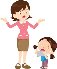 parent angry scold to kid addicted mobile phone