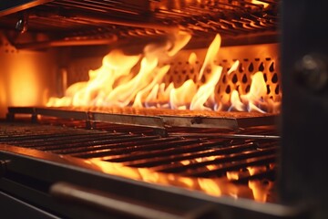 A grill with flames coming out of it. Perfect for BBQ and cooking concepts