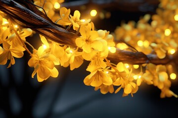 Vibrant yellow flowers blooming on a tree branch. Perfect for springtime concepts