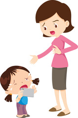parent angry scold kid mobile phone addicted