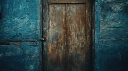 Keuken foto achterwand Oude deur A weathered old wooden door with peeling paint. Suitable for rustic or vintage themed designs