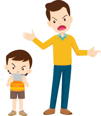 parent angry scold to kid addicted mobile phone