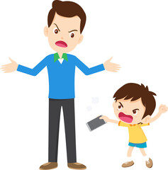 parent angry scold to kid addicted mobile phone