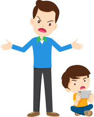 parent angry scold to kid addicted mobile phone