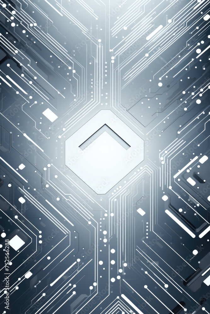 Aufkleber Computer circuit board with a white square, suitable for technology concepts