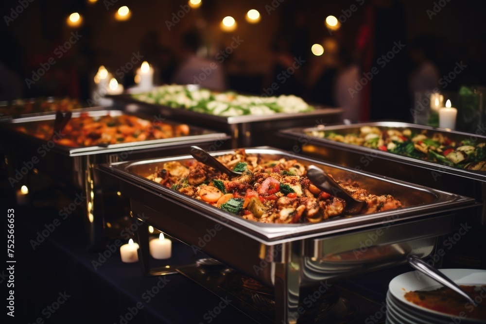 Aufkleber a buffet with a wide selection of different types of food. perfect for catering events