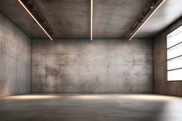 A simple empty room with concrete walls and floor. Suitable for industrial or minimalist concepts