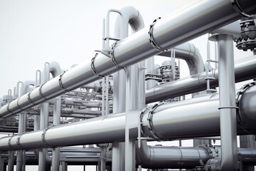 A network of interconnected pipes. Suitable for industrial or engineering concepts