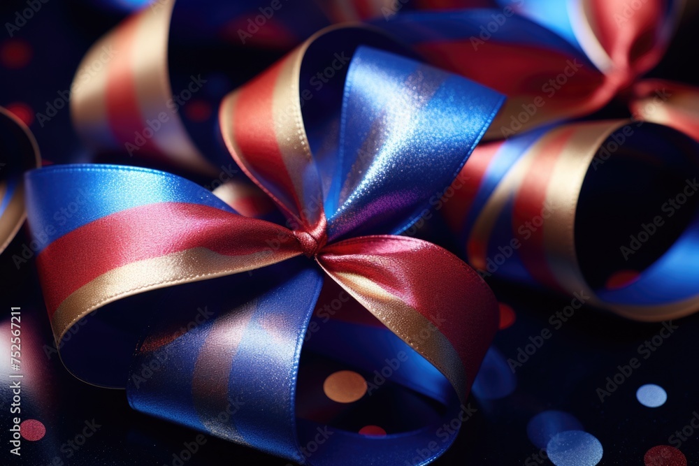 Aufkleber Vibrant red, white, and blue ribbons for festive occasions. Great for adding a pop of color to any project