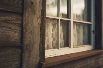 A detailed view of a window on a wooden building. Suitable for architectural and construction projects