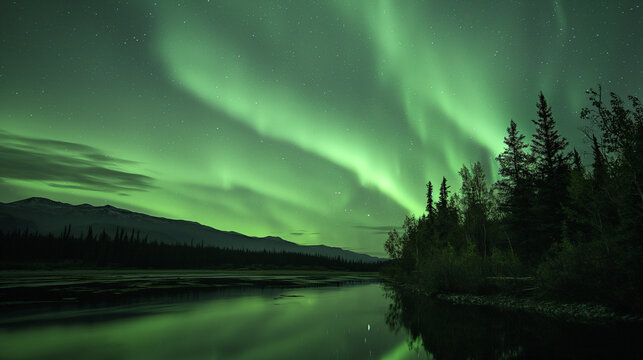 aurora borealis, northern lights, lapland, Winter landscape
Majestic northern lights dance in starry sky