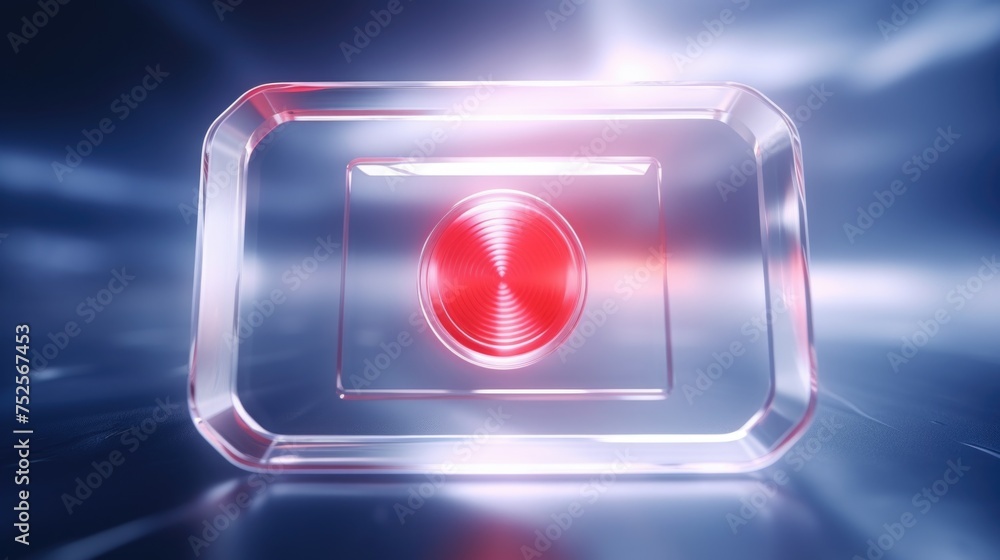 Aufkleber close up of a red light in a square, suitable for urban and abstract concepts