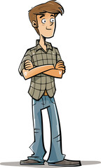 Movie Buff Man Iconic Film Moments in Vector Illustration