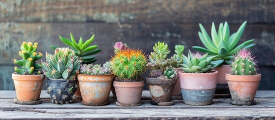 A charming display of small succulents in decorative pots, creating a cozy and inviting atmosphere indoors