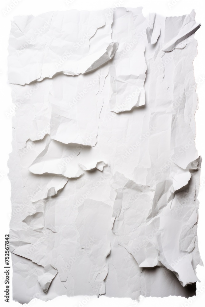 Poster a white piece of paper with torn edges, versatile for various design projects