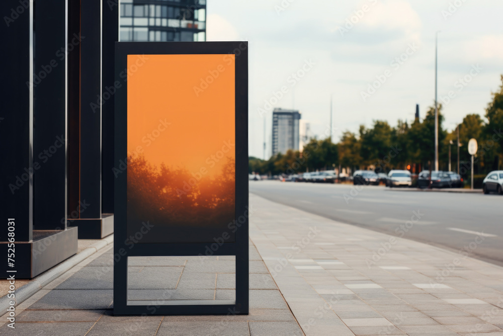 Poster A bus stop on the side of the road. Suitable for transportation concepts